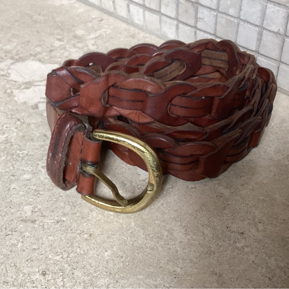 VINTAGE COWHIDE BRAIDED LEATHER BELT SOFT & BROKEN IN SIZE 36